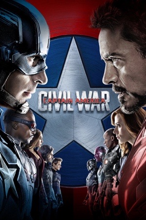 Captain America and Iron Man in profile facing each other, a cracked shield split between them.
