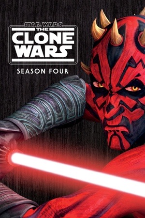 Animated Darth Maul with a red blade against dark red.